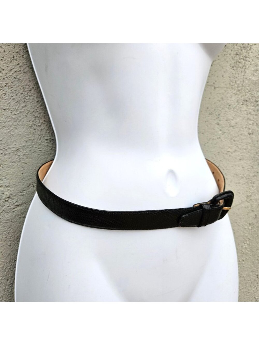 Vintage 80s Nordstrom Black Genuine Lizard Skin Belt Size S 23-27 - Picture 10 of 15
